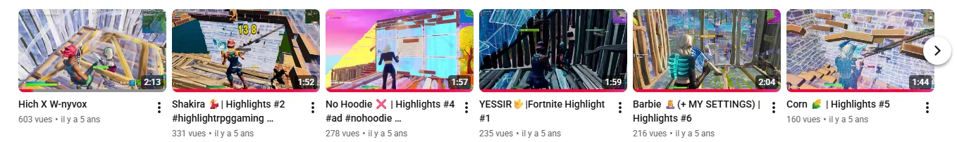 La grille YouTube de la chaîne Nyvox